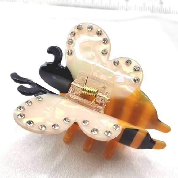 New ZARA printed bee claw clip with jewel appliqués - Picture 2 of 6